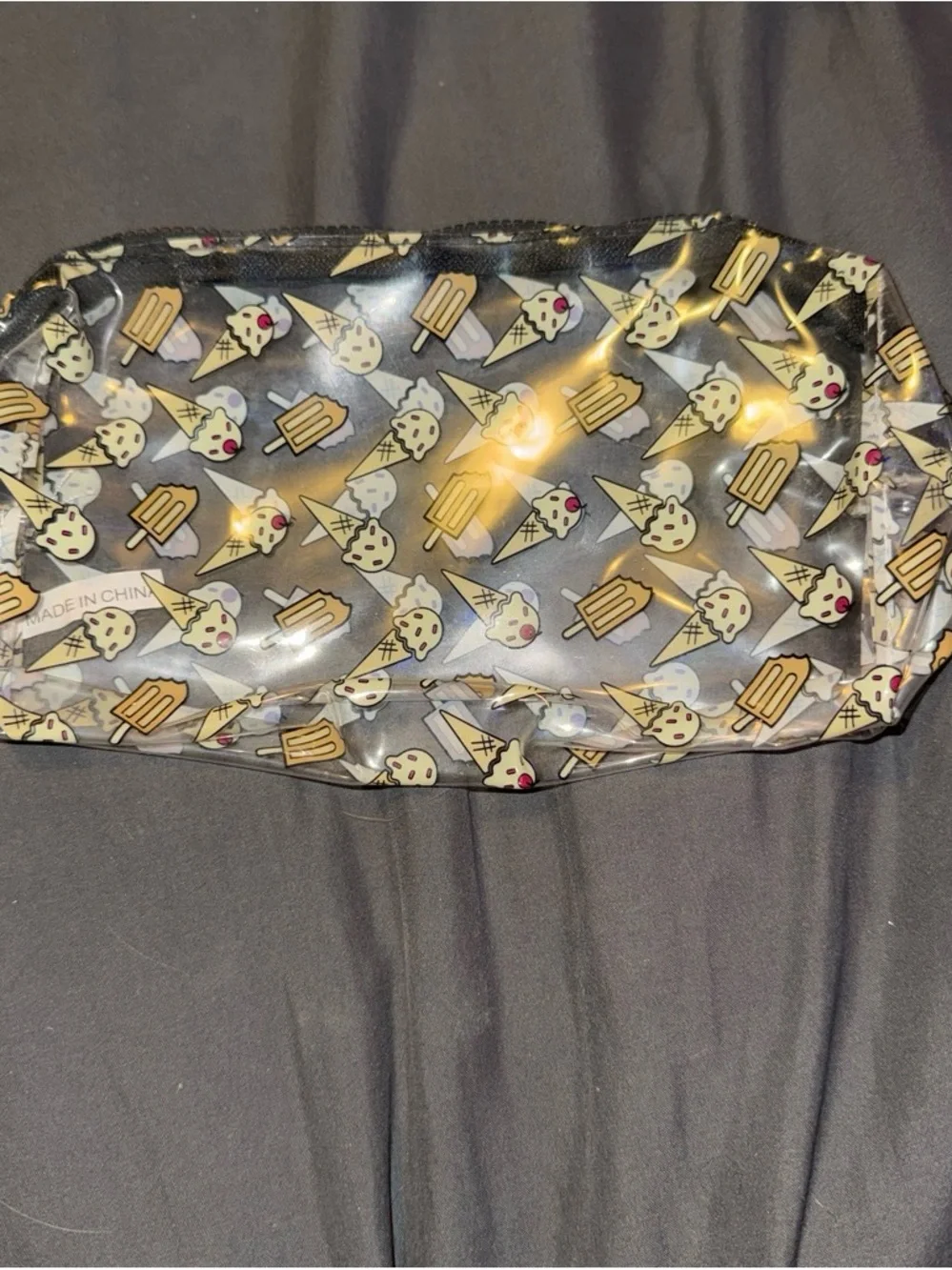 ipsy Clear Ice Cream & Popsicle Print Cosmetic Bag - Black Accents